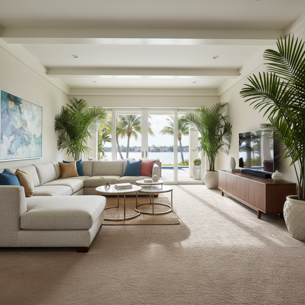 Living room carpet installation in Tampa